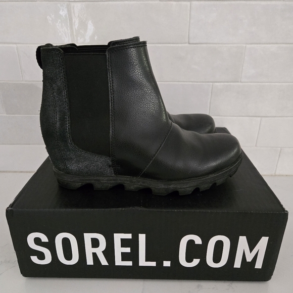 Sorel Joan of Arctic Leather Waterproof Wedge Ankle Boot Size Youth 5/Womens 6 - Picture 1 of 9